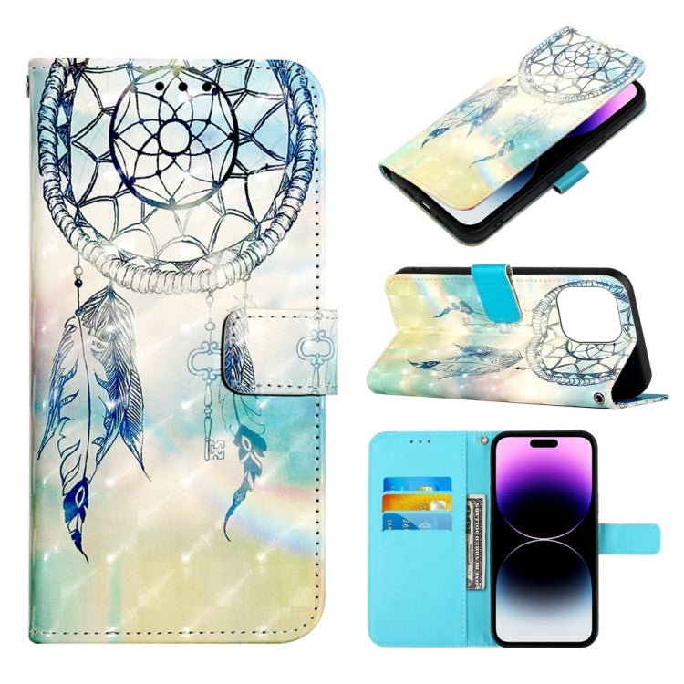 3D Painting Horizontal Flip Leather Phone Case, For iPhone 14 Pro Max