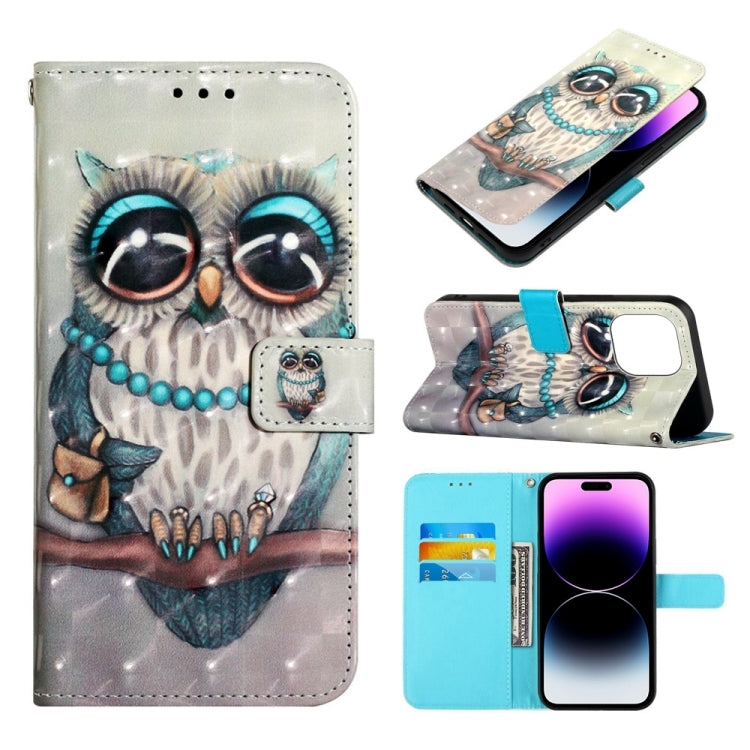 3D Painting Horizontal Flip Leather Phone Case, For iPhone 14 Pro Max