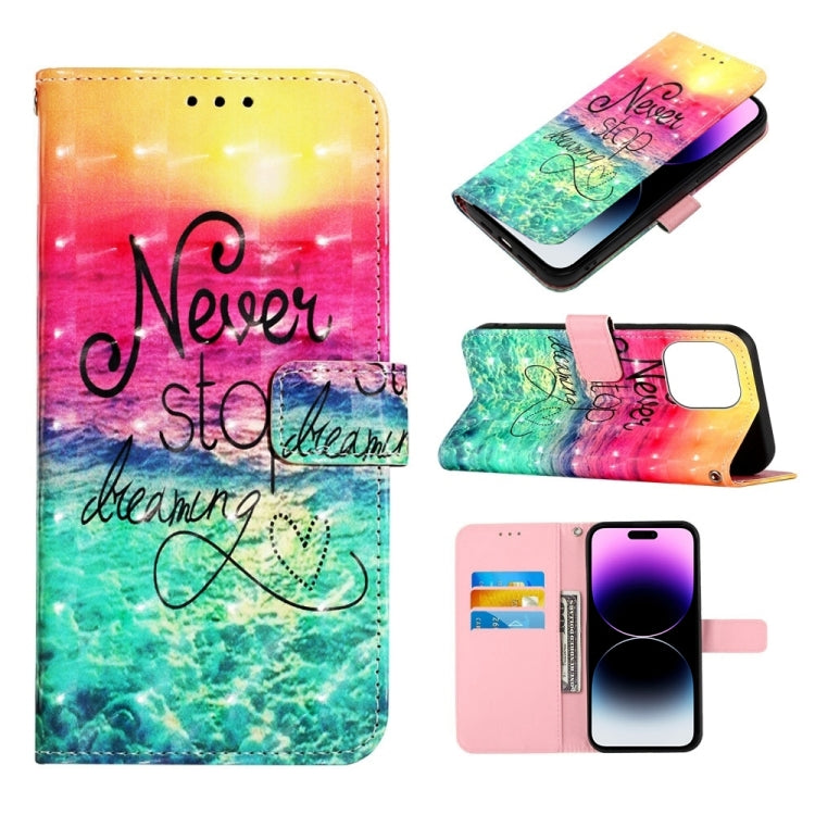 3D Painting Horizontal Flip Leather Phone Case, For iPhone 14 Pro Max