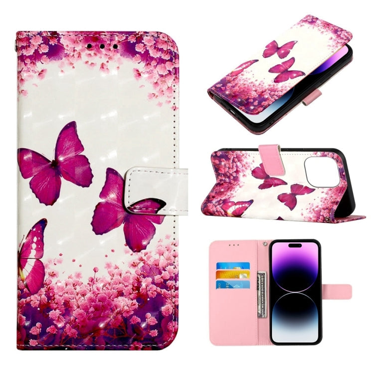 3D Painting Horizontal Flip Leather Phone Case, For iPhone 14 Pro Max