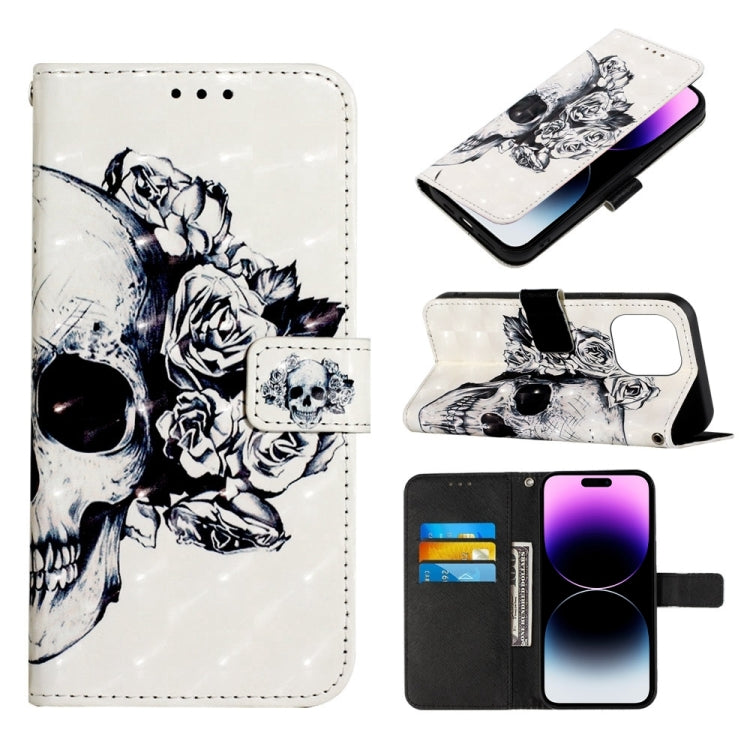 3D Painting Horizontal Flip Leather Phone Case, For iPhone 14 Pro Max