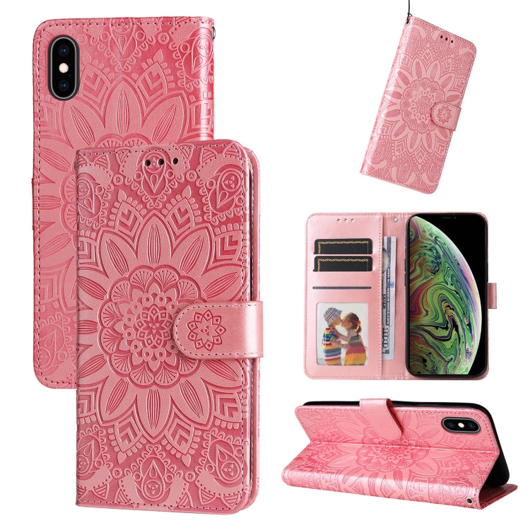 Embossed Sunflower Leather Phone Case, For iPhone 11 Pro, For iPhone 11 Pro Max, For iPhone X / XS, For iPhone XR