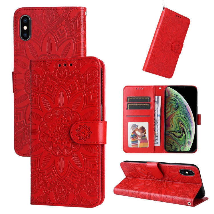 Embossed Sunflower Leather Phone Case, For iPhone 11 Pro, For iPhone 11 Pro Max, For iPhone X / XS, For iPhone XR