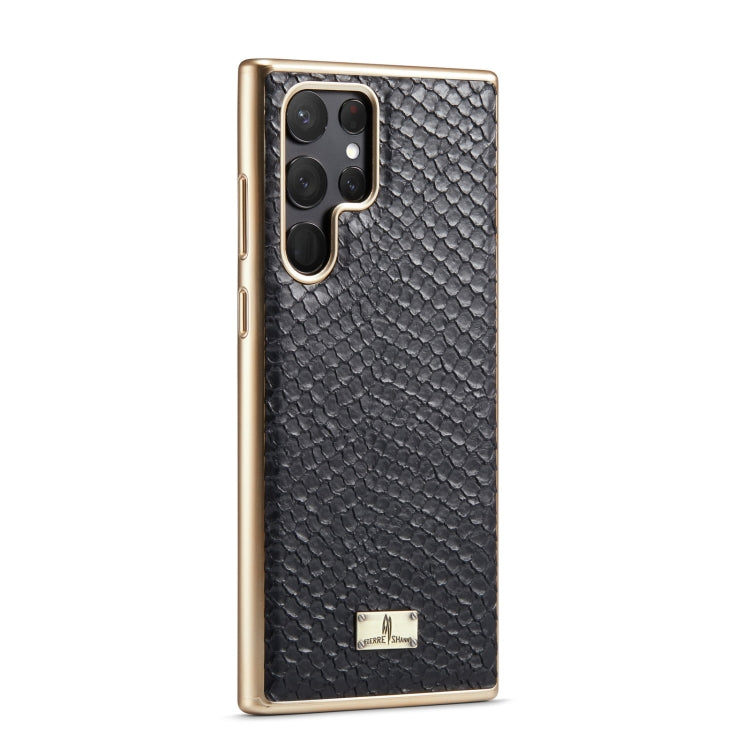 Fierre Shann  Snake Texture Electroplating PU Phone Case, For Samsung Galaxy S22 5G, For Samsung Galaxy S22+ 5G, For Samsung Galaxy S22 Ultra 5G
