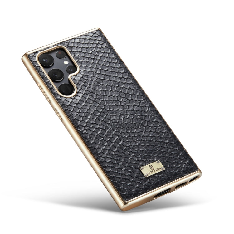 Fierre Shann  Snake Texture Electroplating PU Phone Case, For Samsung Galaxy S22 5G, For Samsung Galaxy S22+ 5G, For Samsung Galaxy S22 Ultra 5G