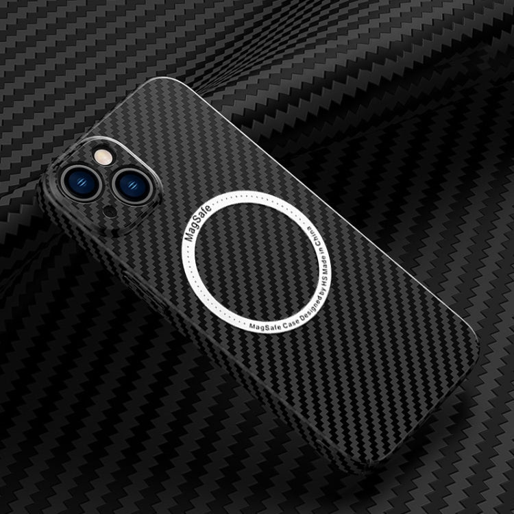 Carbon Fiber Texture MagSafe Magnetic Phone Case, For iPhone 14, For iPhone 14 Plus, For iPhone 14 Pro