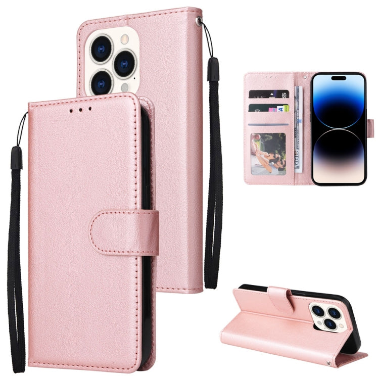 Multifunctional Horizontal Flip Leather Case with Three Card Slot, For iPhone 14, For iPhone 14 Plus, For iPhone 14 Pro