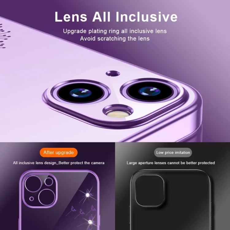 Electroplating Diamond Dandelion TPU Phone Case, For iPhone 14, For iPhone 14 Plus, For iPhone 14 Pro