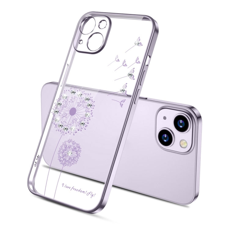 Electroplating Diamond Dandelion TPU Phone Case, For iPhone 14, For iPhone 14 Plus, For iPhone 14 Pro