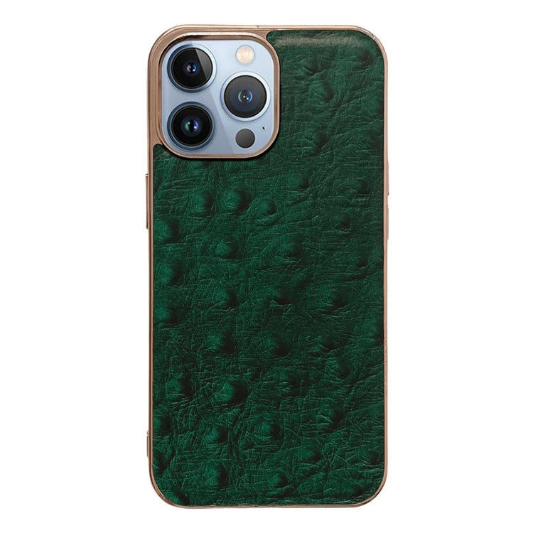 Genuine Leather Ostrich Texture Nano Case, For iPhone 13 Pro, For iPhone 13 Pro Max, For iPhone 13, For iPhone 14 Plus, For iPhone 14 Pro Max, For iPhone 14 Pro