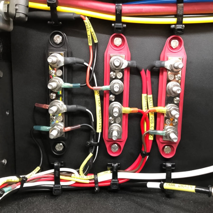 RV Ship High Current Power Distribution Terminal Block with Cover, Black M8 Stud, Red M8 Stud, Black M10 Stud, Red M10 Stud, 1 Pair Black & Red M8 Stud, 1 Pair Black & Red M10 Stud