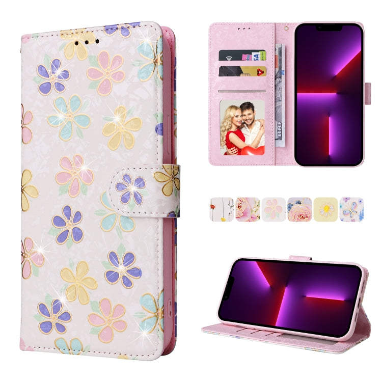 Bronzing Painting RFID Leather Case, For iPhone 13 mini, For iPhone 13, For iPhone 13 Pro, For iPhone 13 Pro Max