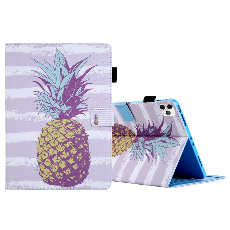 For iPad Pro 11 (2020) & (2018) Painted Pattern Tablet PC Protective Leather Case with Bracket & Card Slot & Photo Holder, Elephant Rabbit, Blue Pink Pineapple, Red Flower Pink Butterfly, Rose Flower, Red Flower Blue Butterfly, Pear Flower             ...