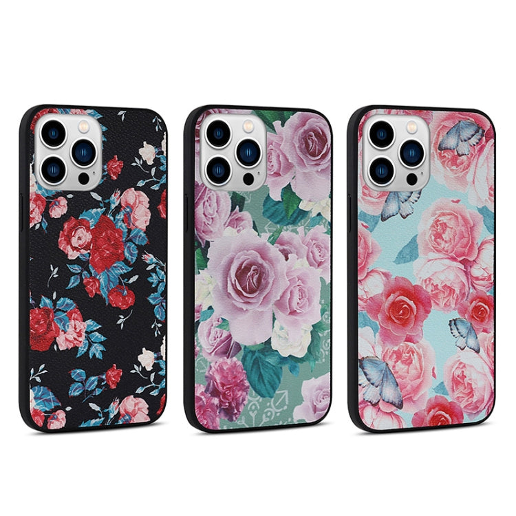 Flowers Pattern Leather Phone Case, For iPhone 14 Plus, For iPhone 14 Pro Max