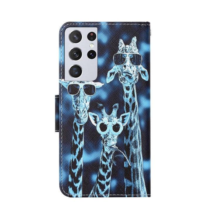 Colored Drawing Leather Phone Case, For Samsung Galaxy S21 Ultra 5G