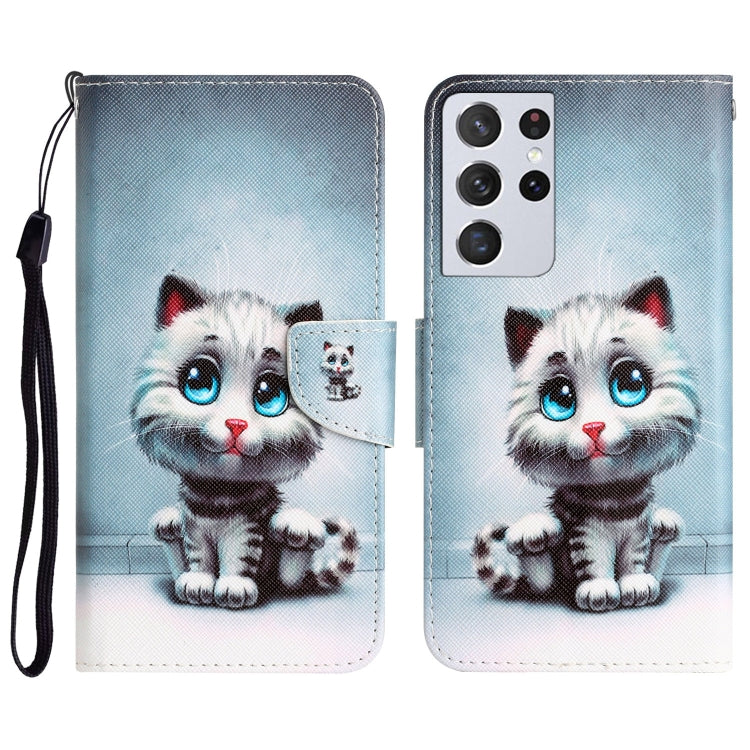 Colored Drawing Leather Phone Case, For Samsung Galaxy S21 Ultra 5G