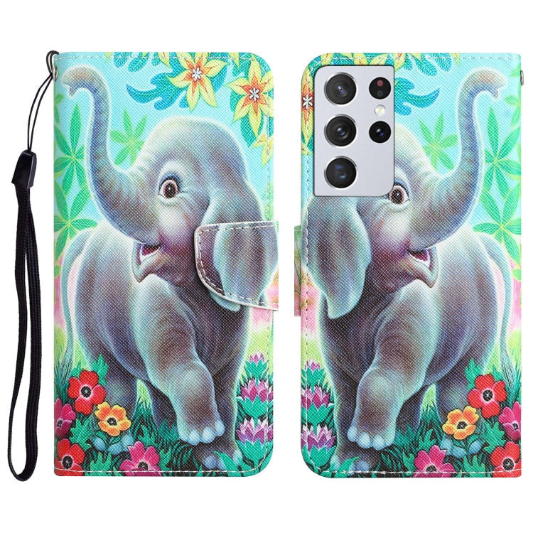 Colored Drawing Leather Phone Case, For Samsung Galaxy S21 Ultra 5G