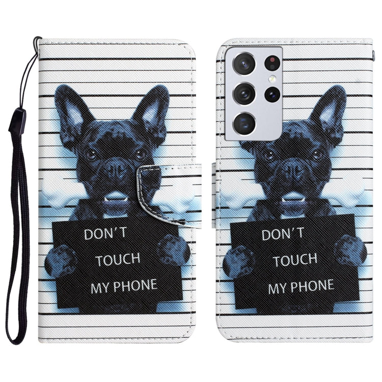 Colored Drawing Leather Phone Case, For Samsung Galaxy S21 Ultra 5G