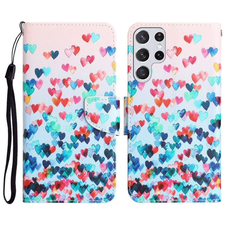 Colored Drawing Leather Phone Case, For Samsung Galaxy S22 Ultra 5G