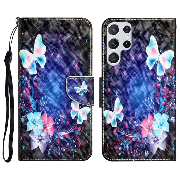 Colored Drawing Leather Phone Case, For Samsung Galaxy S22 Ultra 5G