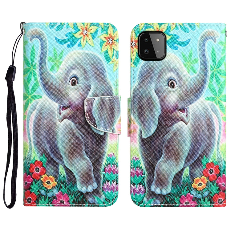 Colored Drawing Leather Phone Case, For Samsung Galaxy A22 5G