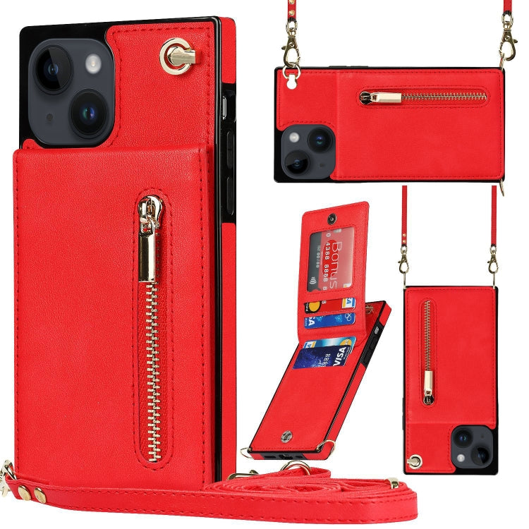 Cross-body Zipper Square Phone Case with Holder, For iPhone 14, For iPhone 14 Plus, For iPhone 14 Pro, For iPhone 14 Pro Max