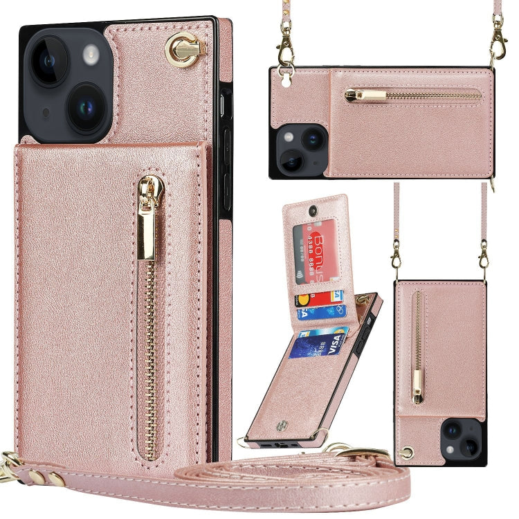 Cross-body Zipper Square Phone Case with Holder, For iPhone 14, For iPhone 14 Plus, For iPhone 14 Pro, For iPhone 14 Pro Max
