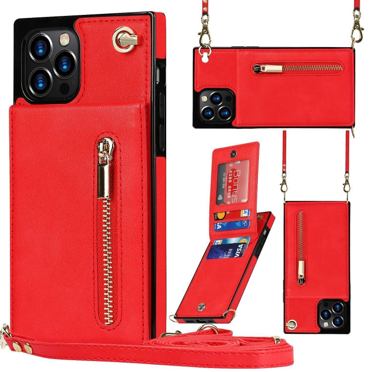 Cross-body Zipper Square Phone Case with Holder, For iPhone 14, For iPhone 14 Plus, For iPhone 14 Pro, For iPhone 14 Pro Max
