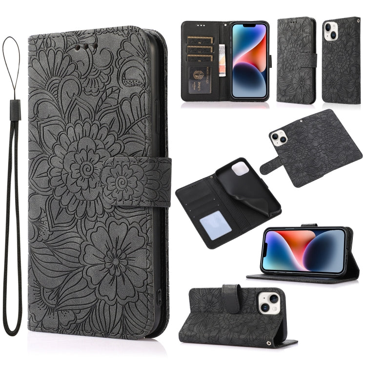 Skin Feel Embossed Sunflower Horizontal Leather Case, For iPhone 14, For iPhone 14 Plus, For iPhone 14 Pro, For iPhone 14 Pro Max