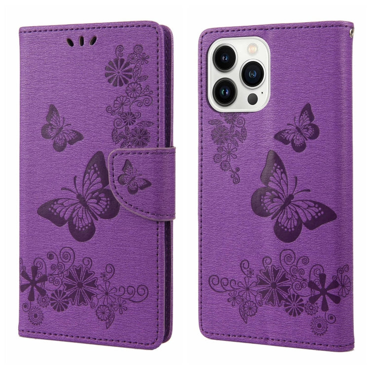 Butterfly Embossed Horizontal Flip Leather Phone Case, For iPhone 14 Pro Max