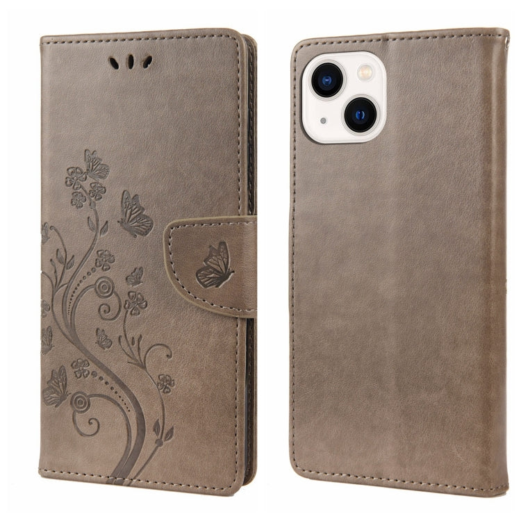 Butterfly Flower Pattern Flip Leather Phone Case, For iPhone 14, For iPhone 14 Plus, For iPhone 14 Pro