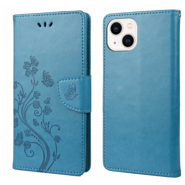 Butterfly Flower Pattern Flip Leather Phone Case, For iPhone 14, For iPhone 14 Plus, For iPhone 14 Pro