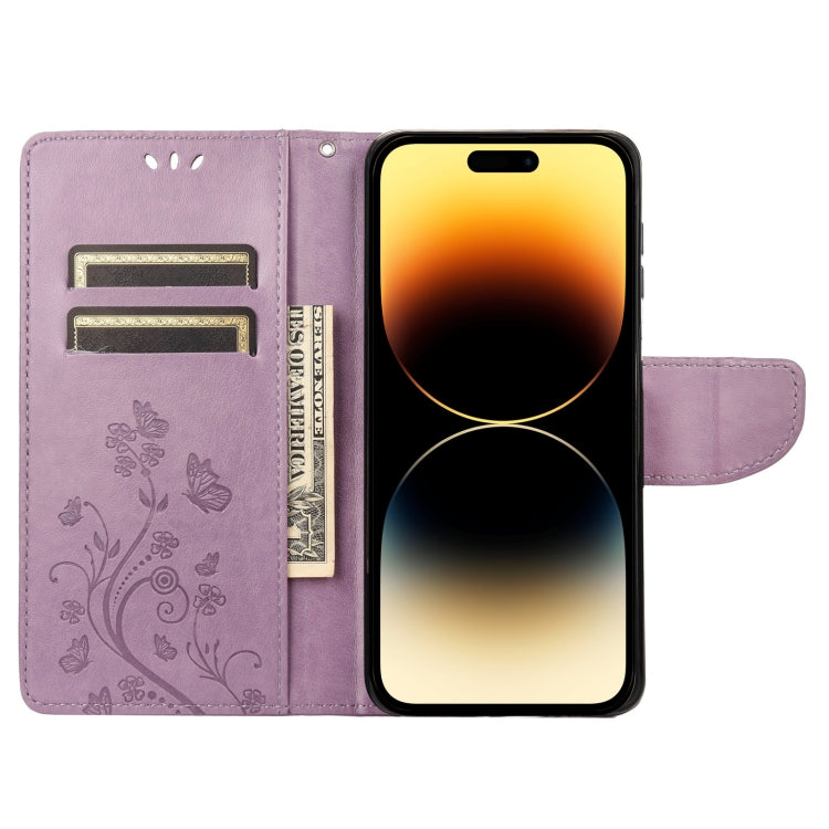 Butterfly Flower Pattern Flip Leather Phone Case, For iPhone 14 Pro Max