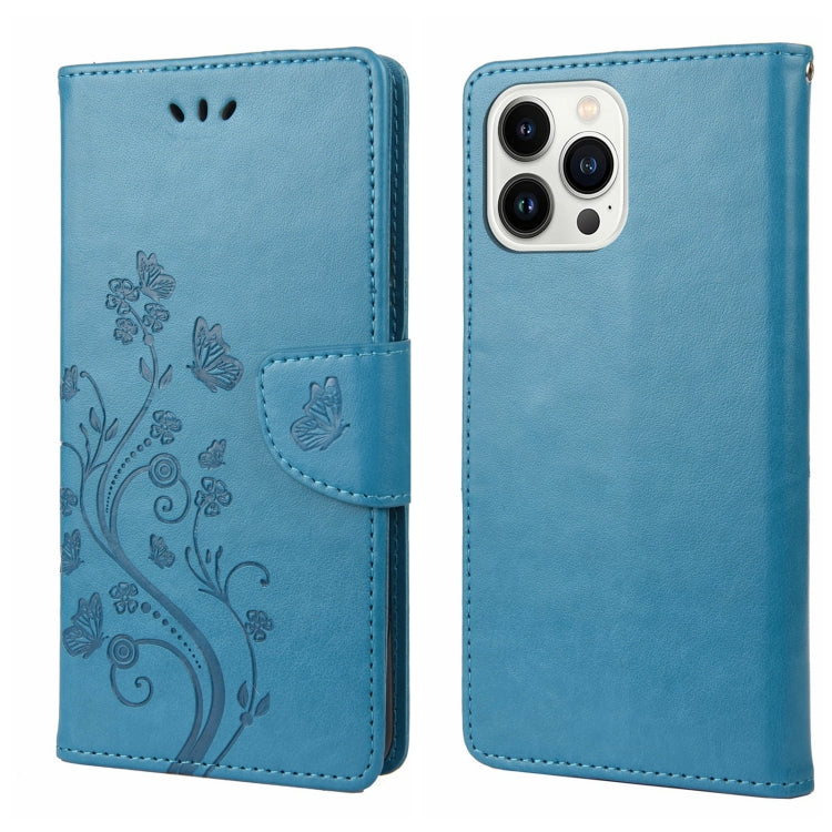 Butterfly Flower Pattern Flip Leather Phone Case, For iPhone 14 Pro Max