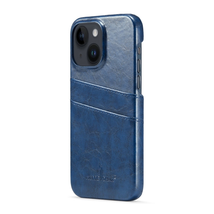 Fierre Shann Retro Oil Wax Texture PU Leather Case with Card Slots, For iPhone 14, For iPhone 14 Plus, For iPhone 14 Pro, For iPhone 14 Pro Max