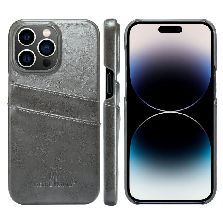 Fierre Shann Retro Oil Wax Texture PU Leather Case with Card Slots, For iPhone 14, For iPhone 14 Plus, For iPhone 14 Pro, For iPhone 14 Pro Max