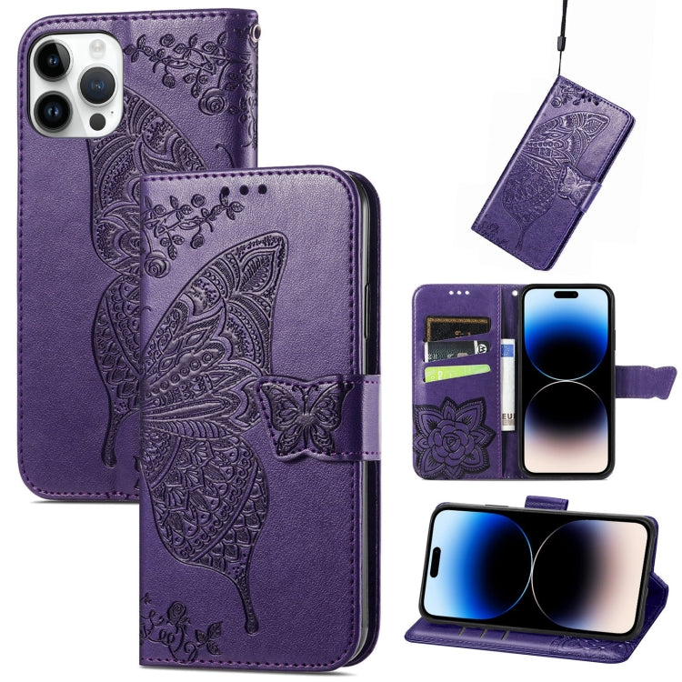 Butterfly Embossing Leather Case, For iPhone 14 Pro Max, For iPhone 14 Pro, For iPhone 14