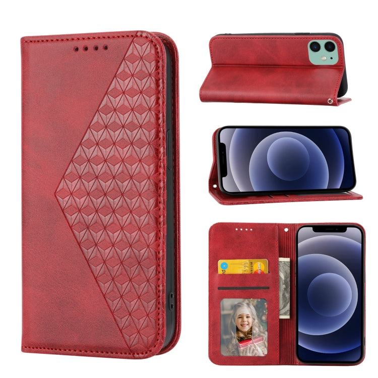 Cubic Grid Calf Texture Magnetic Closure Leather Phone Case, For iPhone 12 mini, For iPhone 12 / 12 Pro, For iPhone 12 Pro Max, For iPhone 11