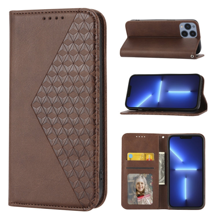 Cubic Grid Calf Texture Magnetic Closure Leather Phone Case, For iPhone 11 Pro, For iPhone 11 Pro Max, For iPhone X / XS, For iPhone XR