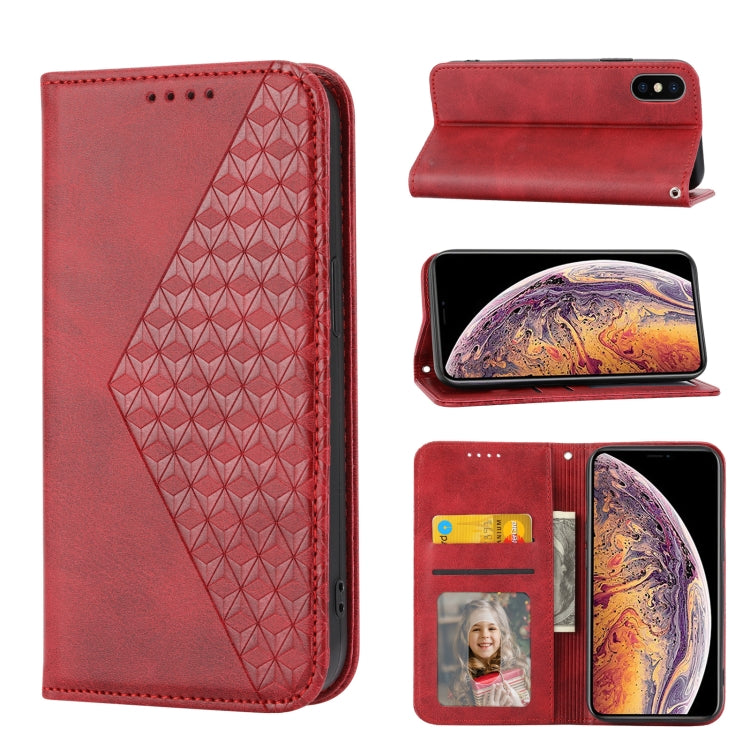 Cubic Grid Calf Texture Magnetic Closure Leather Phone Case, For iPhone XS Max, For iPhone SE 2022 / SE 2020 / 7 / 8, For iPhone 7 Plus / 8 Plus