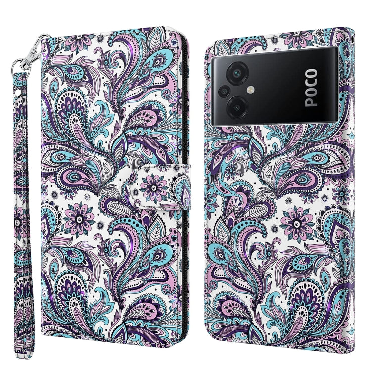 3D Painting Pattern TPU + PU Phone Case, For Xiaomi Poco M5, For Xiaomi Poco M5S/Redmi Note 10/Note 10S