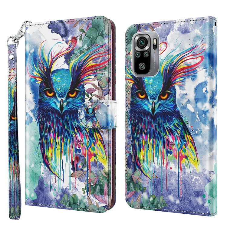 3D Painting Pattern TPU + PU Phone Case, For Xiaomi Poco M5, For Xiaomi Poco M5S/Redmi Note 10/Note 10S
