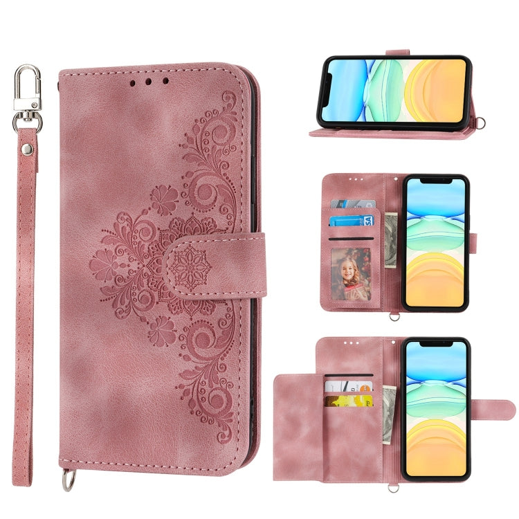 Skin-feel Flowers Embossed Wallet Leather Phone Case, For iPhone 13 Pro Max, For iPhone 13 Pro, For iPhone 13, For iPhone 13 mini