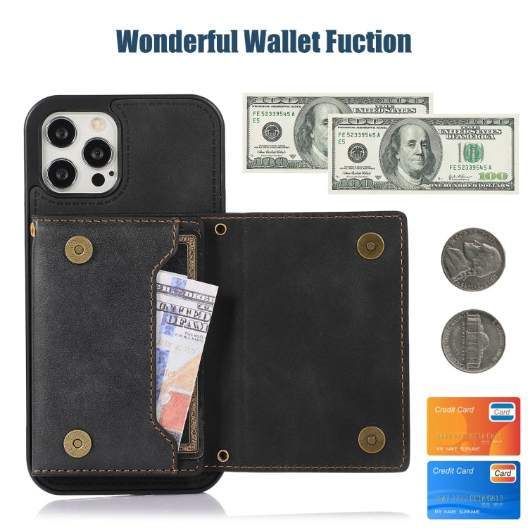 Three-fold RFID Leather Phone Case with Lanyard, For iPhone 12 Pro Max, For iPhone 13, For iPhone 13 Mini, For iPhone 13 Pro