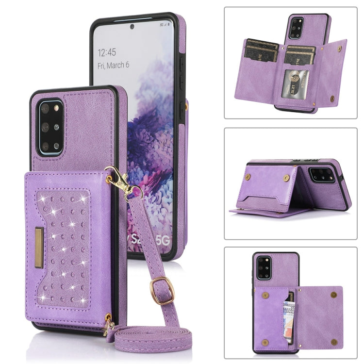 Three-fold RFID Leather Phone Case with Lanyard, For Samsung Galaxy S20+, For Samsung Galaxy S20 FE, For Samsung Galaxy S21, For Samsung Galaxy S22
