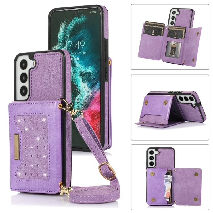 Three-fold RFID Leather Phone Case with Lanyard, For Samsung Galaxy S20+, For Samsung Galaxy S20 FE, For Samsung Galaxy S21, For Samsung Galaxy S22