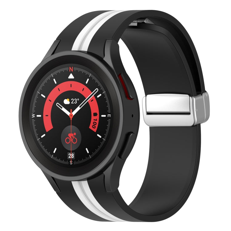 Two-color Silver Buckle Silicone Watch Band, For Samsung Galaxy Watch 5 Pro