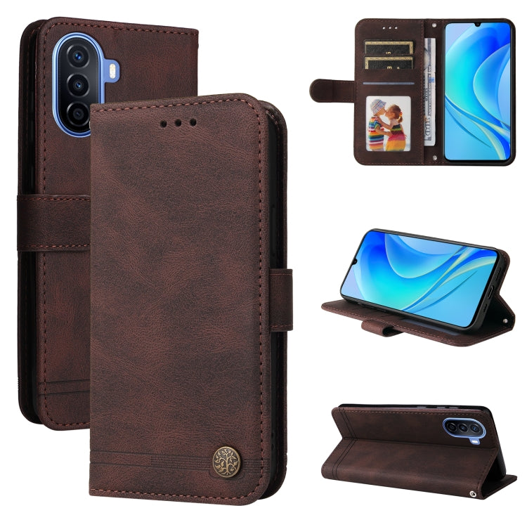 Skin Feel Life Tree Metal Button Leather Phone Case, For Huawei nova Y70 / Y70 Plus / Enjoy 50, For Huawei nova Y90 / Enjoy 50 Pro, For Honor X8 5G / X6, For OPPO A17