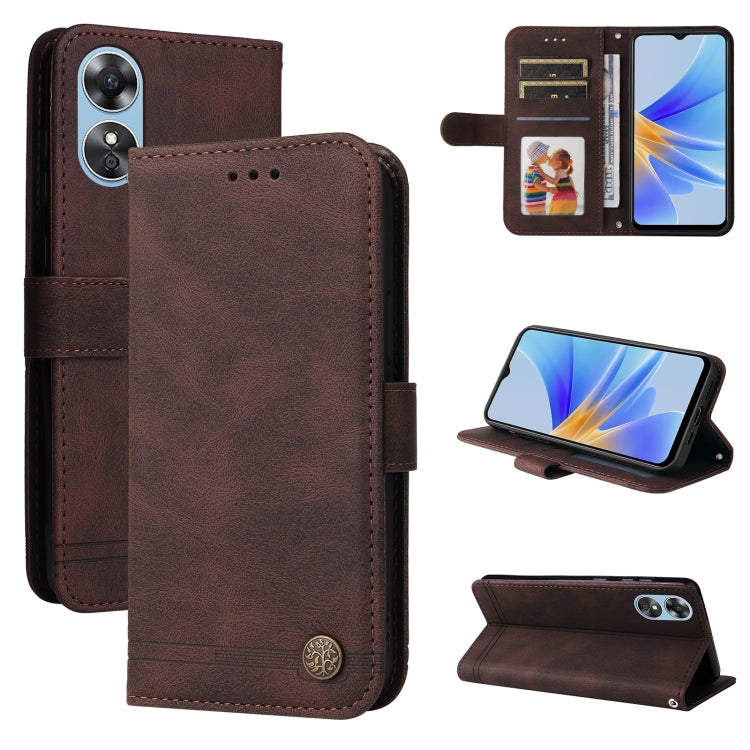 Skin Feel Life Tree Metal Button Leather Phone Case, For Huawei nova Y70 / Y70 Plus / Enjoy 50, For Huawei nova Y90 / Enjoy 50 Pro, For Honor X8 5G / X6, For OPPO A17