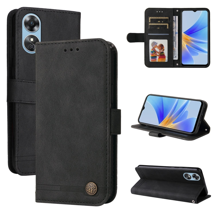 Skin Feel Life Tree Metal Button Leather Phone Case, For Huawei nova Y70 / Y70 Plus / Enjoy 50, For Huawei nova Y90 / Enjoy 50 Pro, For Honor X8 5G / X6, For OPPO A17